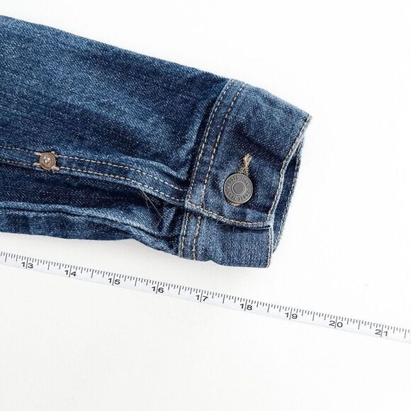 Roots Womens Long-Sleeve Pointed Collar Button-Front Denim Jacket Blue Medium - Picture 4 of 6